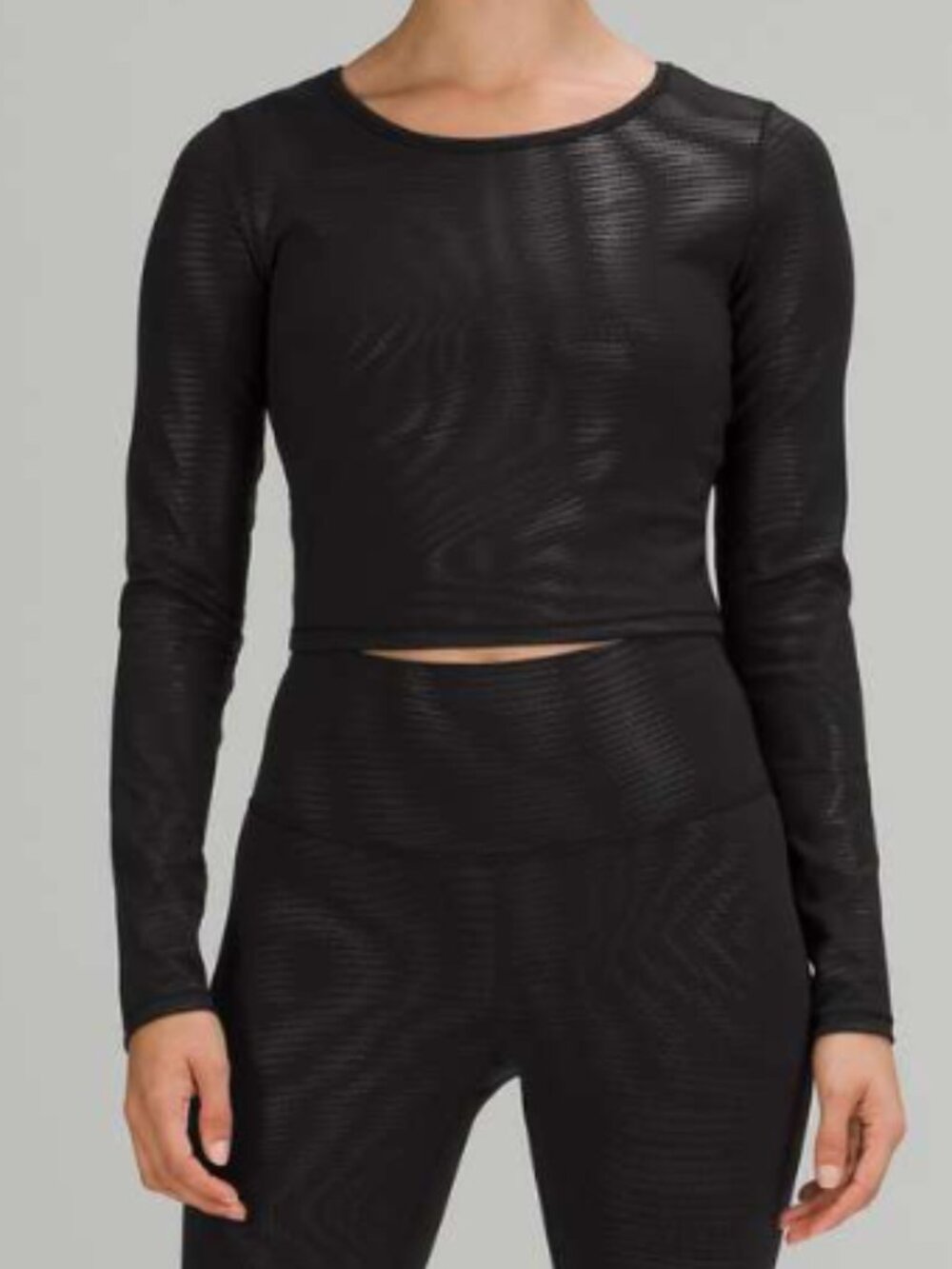 Lululemon Wunder Train Cropped Long Sleeve Black Shirt - Size 8